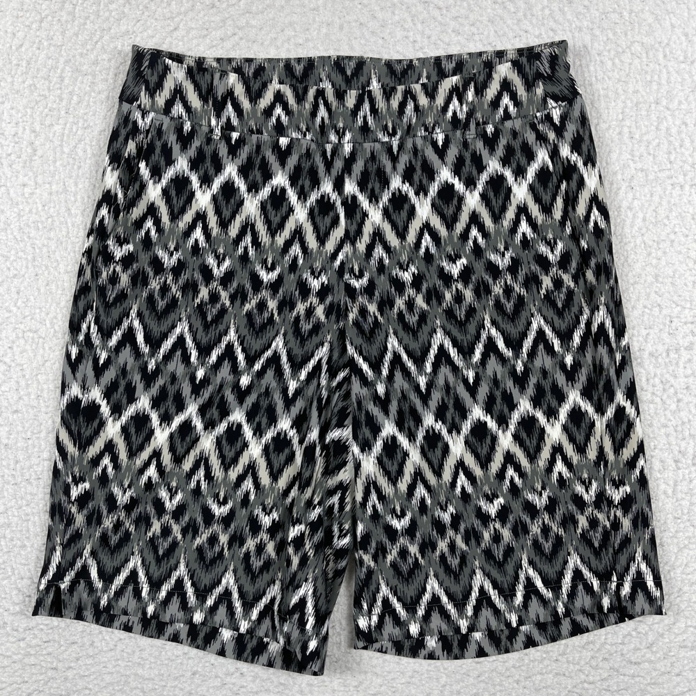 Spanx The Get Moving Shorts Womens Small Black White Ikat Geometric Print 50214R